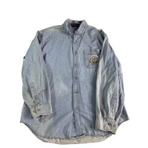 Vintage Paradise Point Denim Shirt XL Bald Eagle Graphic USA Americana 90s